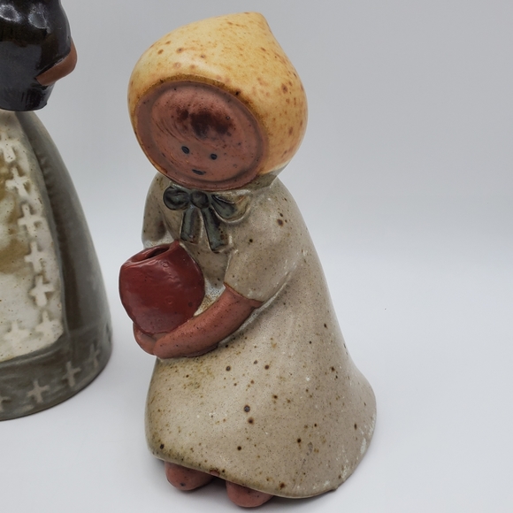 3 Stoneware Figurines Ceramic Boy Girl Figural Japanese Pottery Sculpture - Picture 5 of 9